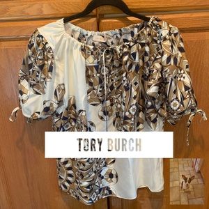 Tory Burch “Alyssa” silk short sleeve blouse Sz 2